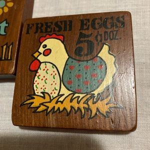 3 VTG WOOD Magnets HandPainted & Signed By Artist “Rose” Farmhouse Chicken Hen